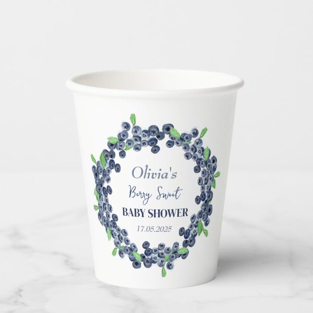 Vasos De Papel Berry Sweet Baby Shower Blueberry Baby Boy (Anverso)