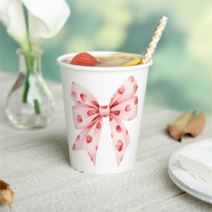 Vasos De Papel Berry Sweet Baby Shower Coquette Bow