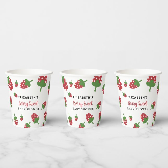 Vasos De Papel Berry Sweet Baby Shower Cute Strawberry Personaliz (Multi)
