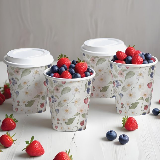 Vasos De Papel Berry Sweet Baby Shower Wild Berries & Flowers (Berry Sweet Baby Shower Wild Berries & Flowers Paper Cups)