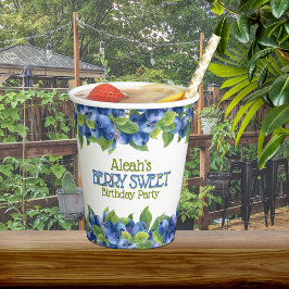 Vasos De Papel Berry Sweet Blueberry Tema fiesta de cumpleaños
