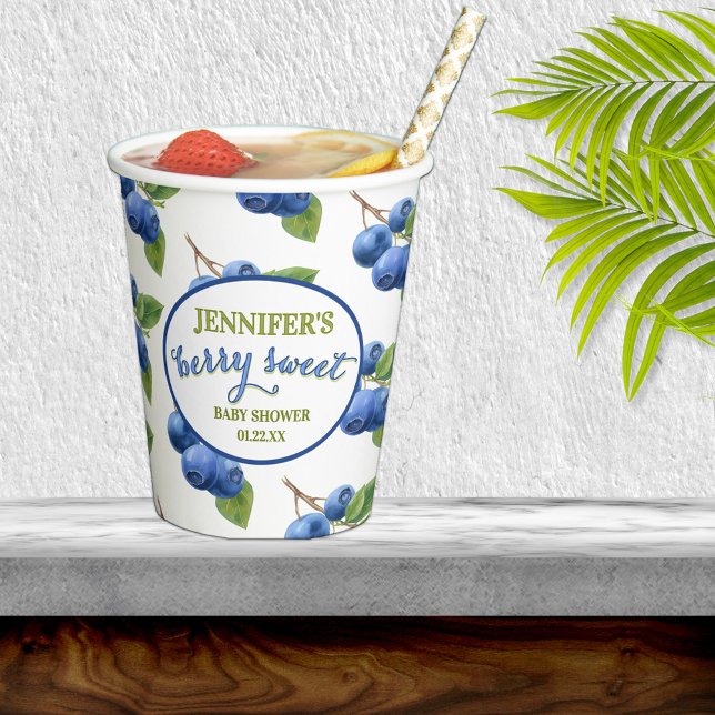 Vasos De Papel Berry Sweet Blueberry Theme Baby Shower (Subido por el creador)