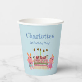 Vasos De Papel Berry Sweet Bunny Buddies Niños Fiesta de cumpleañ