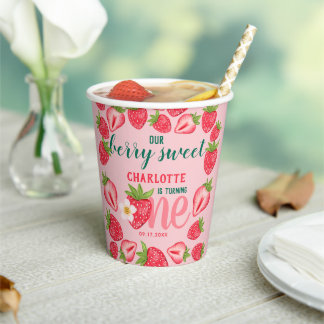 Vasos De Papel Berry Sweet Strawberry Baby Primer Fiesta de cumpl
