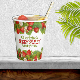 Vasos De Papel Berry Sweet Strawberry Tema fiesta de cumpleaños