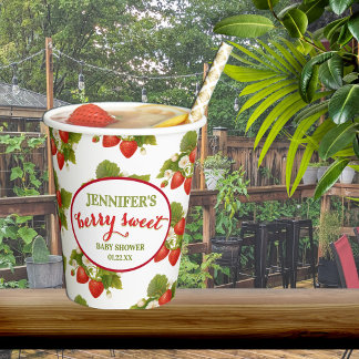 Vasos De Papel Berry Sweet Strawberry Theme Baby Shower