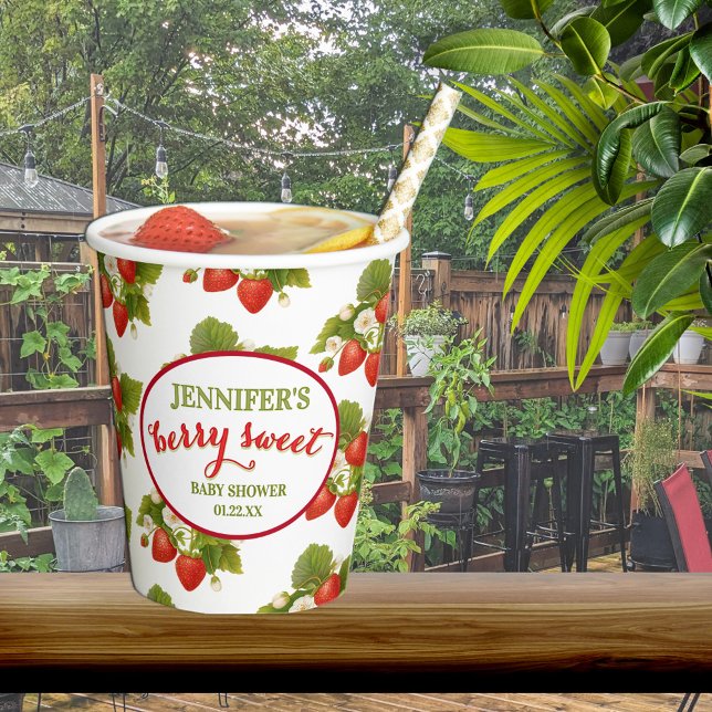 Vasos De Papel Berry Sweet Strawberry Theme Baby Shower (Subido por el creador)