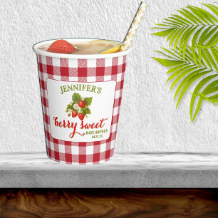 Vasos De Papel Berry Sweet Strawberry Theme Baby Shower
