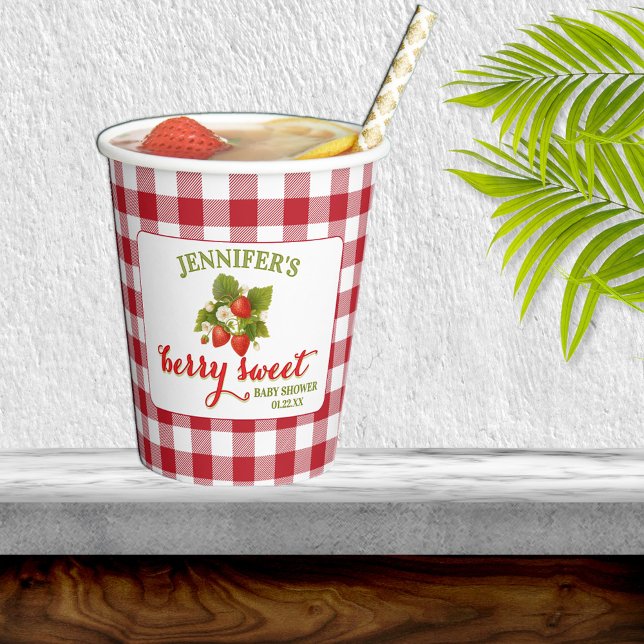 Vasos De Papel Berry Sweet Strawberry Theme Baby Shower (Subido por el creador)