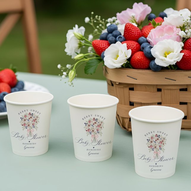 Vasos De Papel Berry Sweet Wild Berry Floral Bouquet Baby Shower (Berry Sweet Wild Berry Floral Bouquet Baby Shower Paper Cups)