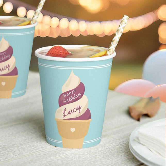 Vasos De Papel Berry Vanilla Swirl Crema de hielo Niños Cumpleaño (Subido por el creador)
