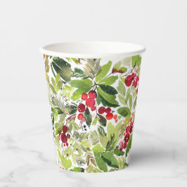 Vasos De Papel Berry y acuarela verde