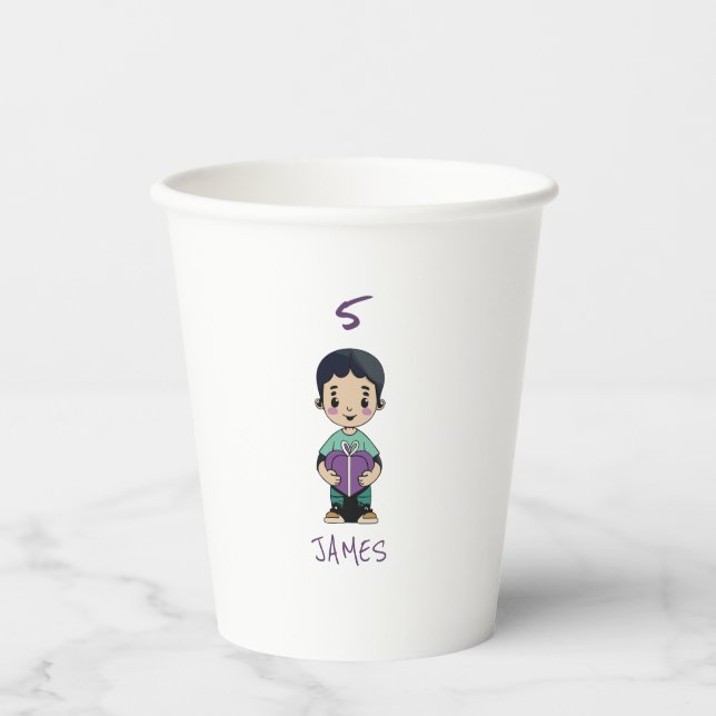 Vasos De Papel Beso de chico lindo (Anverso)