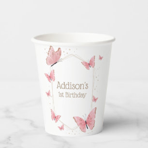Vasos De Papel Besos de mariposa y deseo de cumpleaños