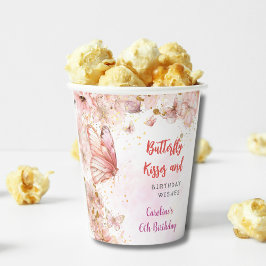 Vasos De Papel Besos de mariposas y deseos de cumpleaños