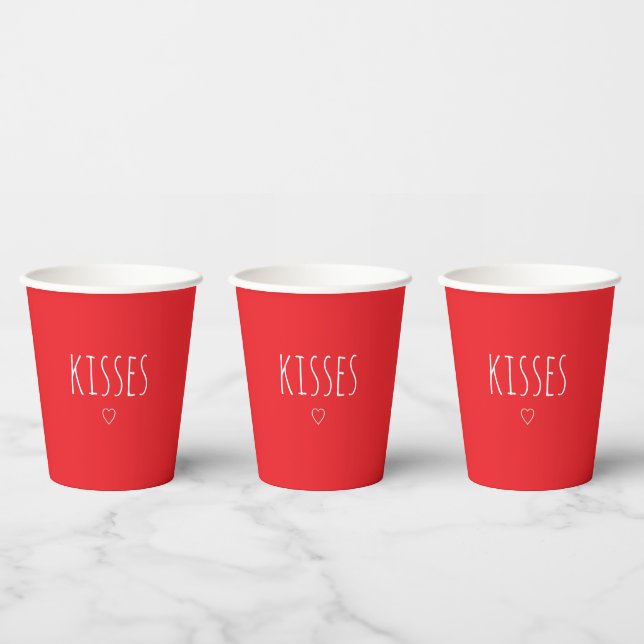 Vasos De Papel 'Besos' Rojo Romántico Intenso Día de San Valentín (Multi)