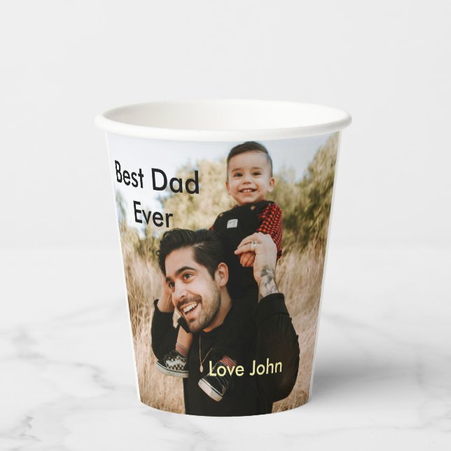 Vasos De Papel Best dad ever father's dad gift photo name simple  (Anverso)