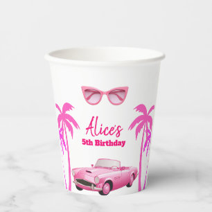 Vasos De Papel Besties Malibu Pink Doll Beach cumpleaños
