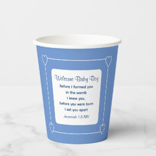 Vasos De Papel Biblia de Baby Shower corta Fiesta azul a rayas