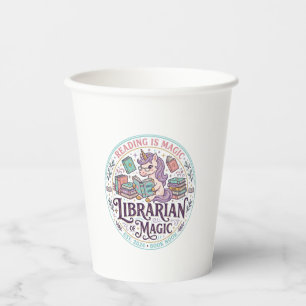 Vasos De Papel Bibliotecario Unicornio de Magia Gráfico de Produc