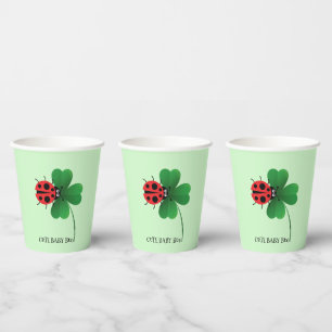 Vasos De Papel Bicho rojo lindo en niños con hojas de suerte