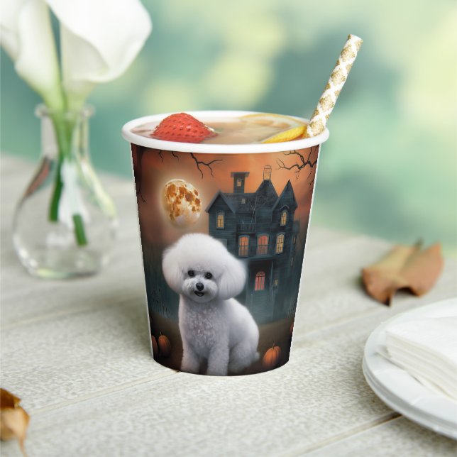 Vasos De Papel Bichon Frise Halloween Scary (in situ)