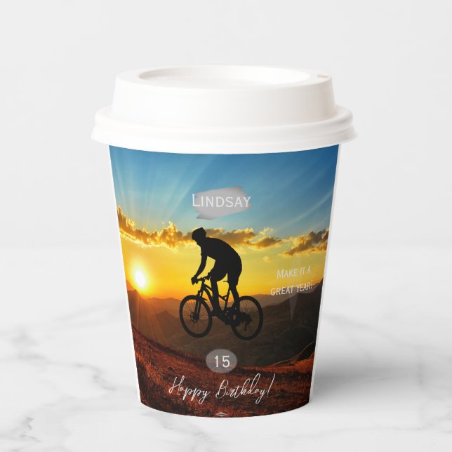 Vasos De Papel Bicicleta Rider Birday Party Paper Cup HAMbyWG (Anverso)