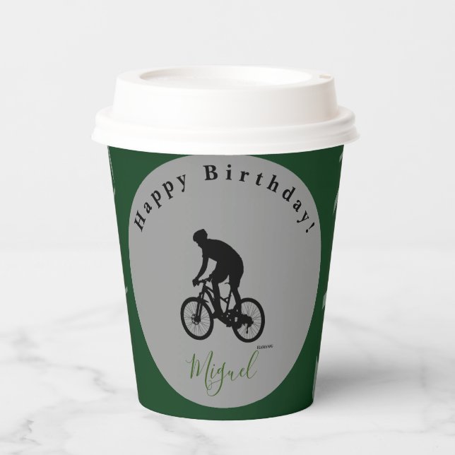 Vasos De Papel Bicicleta Rider Happy Birday Paper Cups HAMbyWG (Anverso)