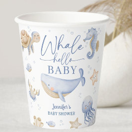 Vasos De Papel Bienvenida Ballena Baby Shower Niño Océano Azul 