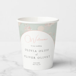 Vasos De Papel Bienvenida Boda de los Rosas de té suaves