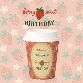 Vasos De Papel bienvenida de primer cumpleaños de berry dulce