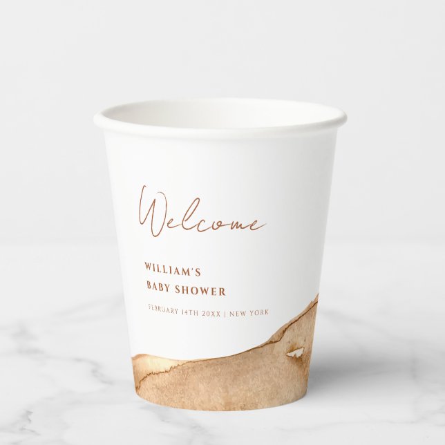 Vasos De Papel Bienvenida moderna boho abstracto desierto baby sh (Anverso)