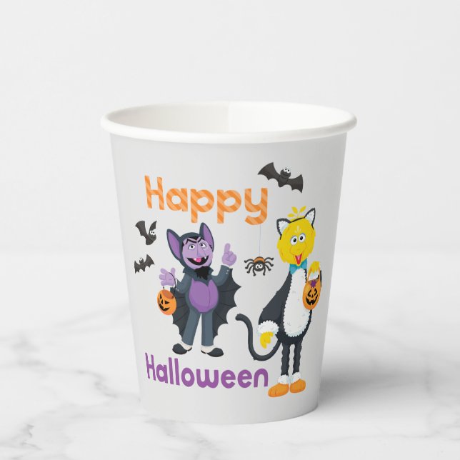 Vasos De Papel Big Bird and Count | Feliz Halloween (Izquierda)