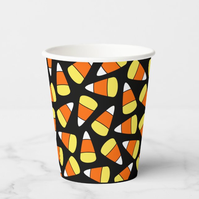 Vasos De Papel Big Halloween Candy Corn en negro (Anverso)