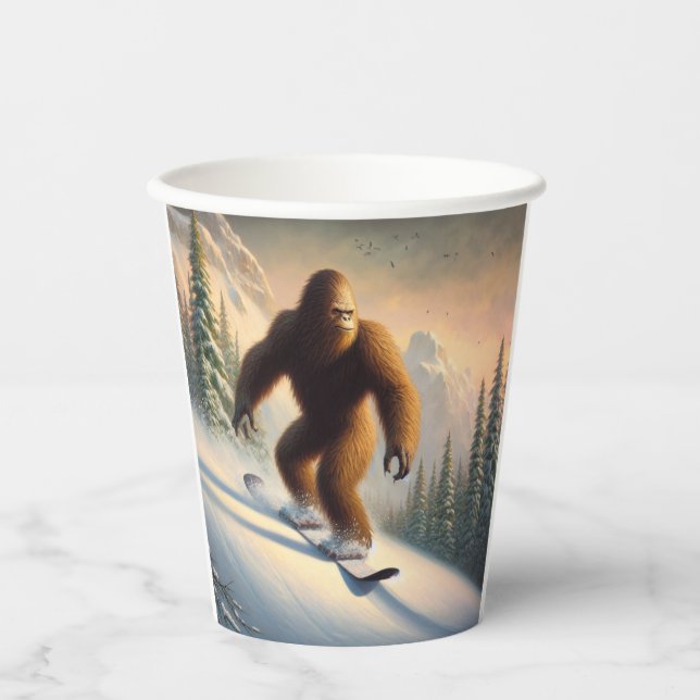 Vasos De Papel Bigfoot Snowboarding (Anverso)