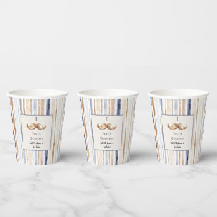 Vasos De Papel Bigote de Rayas de Crema Azul Te Hace Una Pregunta