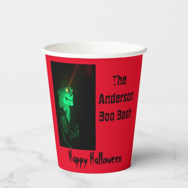 Vasos De Papel Biker Billy Halloween Skeleton Blood Red (Reverso )