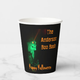 Vasos De Papel Biker Billy Halloween Skeleton Negro y Naranja