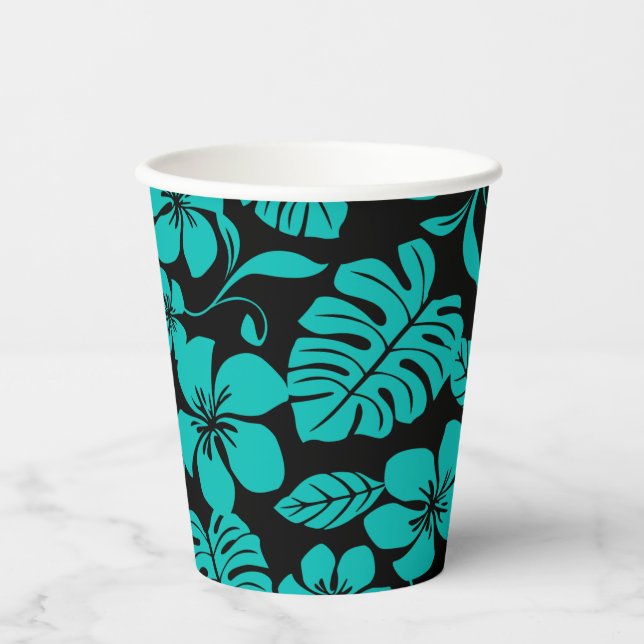 VASOS DE PAPEL BIKINI ROSA (NEGRO/VERDE ACUÁTICO) (Anverso)