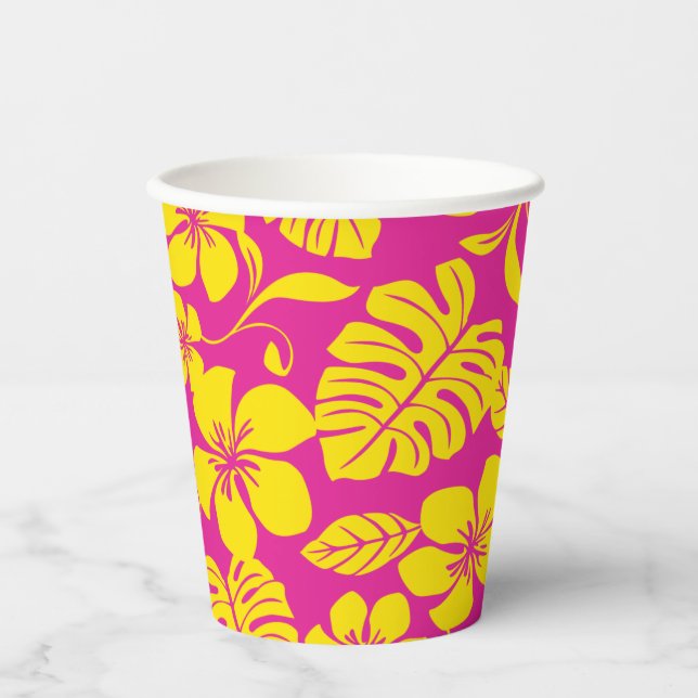VASOS DE PAPEL BIKINI ROSA (ROSA FUERTE/AMARILLO) (Anverso)