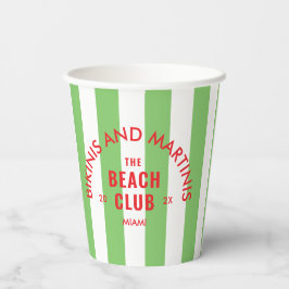 Vasos De Papel Bikinis Y Martinis El Club de Playa Green Stripe