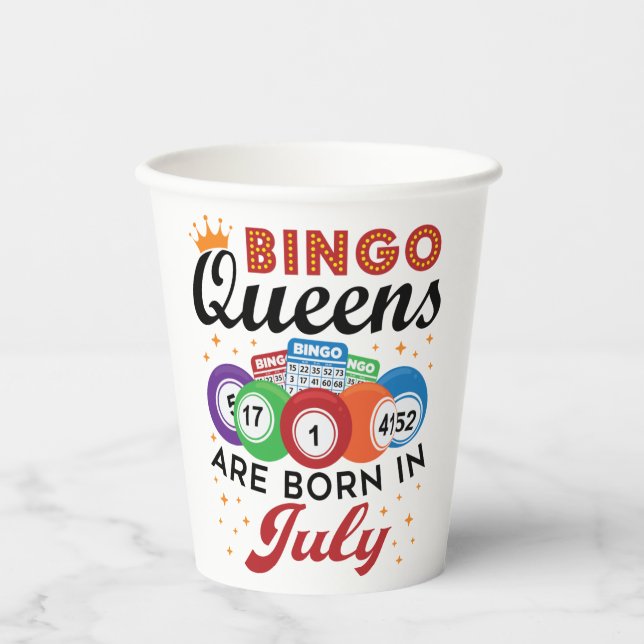 Vasos De Papel Bingo Queens nace en julio (Anverso)