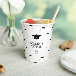 Vasos De Papel Birrete de Graduación Elegante Personalizado