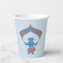 Vasos De Papel Birthday Boy Robot
