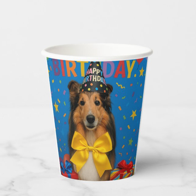 Vasos De Papel Birthday Party Sheltie (Anverso)