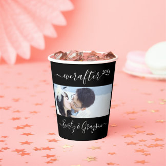 Vasos De Papel Black 2 Photo Simple Modern Wedding Party