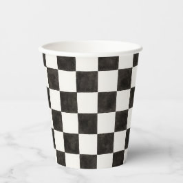 Vasos De Papel Black and White Checkered