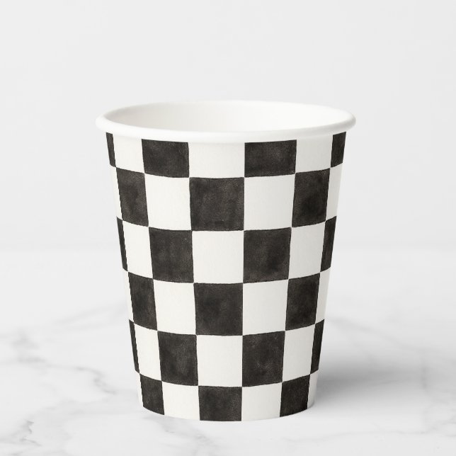 Vasos De Papel Black and White Checkered (Anverso)