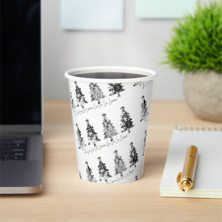 Vasos De Papel black and white design christmas trees