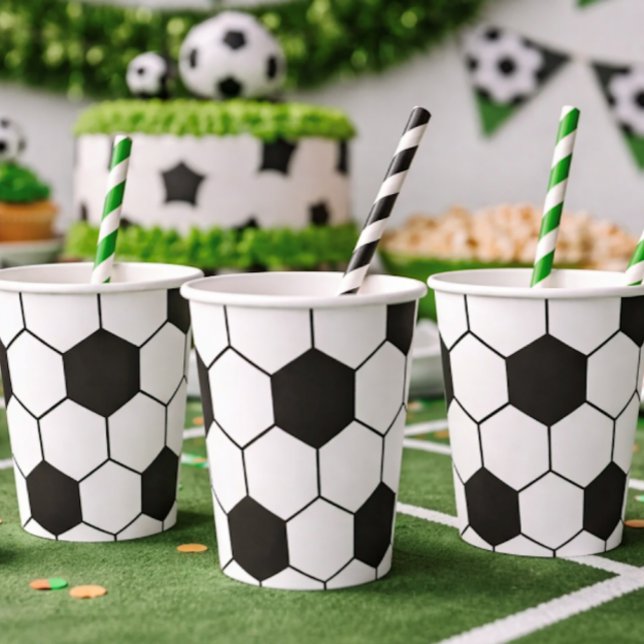 Vasos De Papel Black And White Soccer Ball Geometric Pattern  (Subido por el creador)